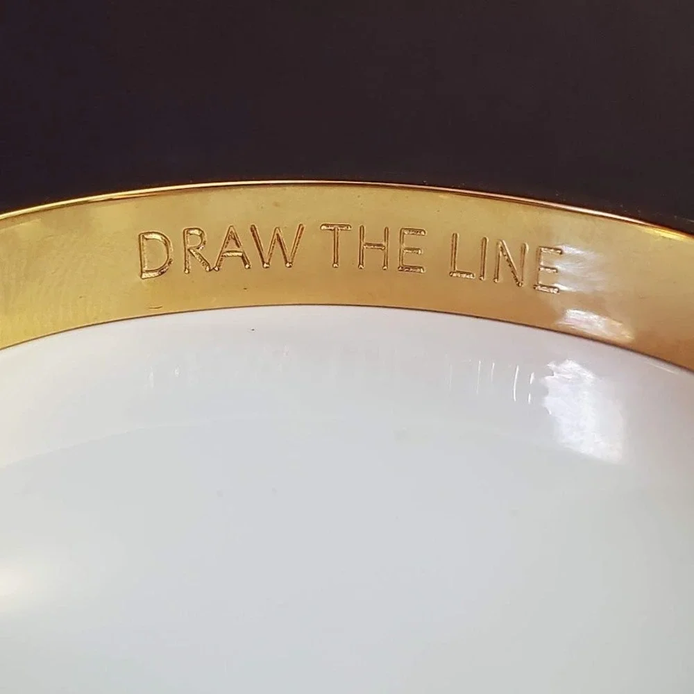 Kate Spade Draw The Line Gold Tone Cuff Bracelet with Black Crystal Accents - Picture 2 of 8